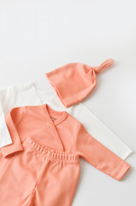 Set de 5 piese pentru nou nascut - 100% bumbac organic - Roz Piersica, BabyCosy - Img 5