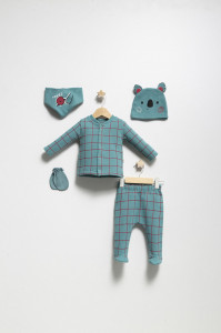 Set de 5 piese pentru nou nascut baietel Forest, Tongs baby, 0-3 luni - Img 2
