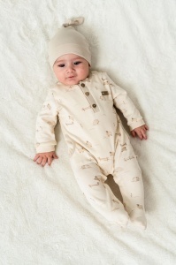 Set salopeta cu caciulita, Lamb, BabyCosy, 100% bumbac organic - Img 8