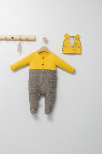 Set salopeta cu caciulita pentru bebelusi King, Tongs baby - Img 2