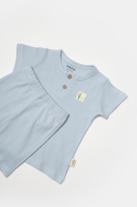 Set tricou cu pantaloni Bamboo, blue, BabyCosy, 50%bumbac+50% bambus