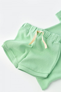 Set tricou cu pantaloni scurti - 100% bumbac organic - Mint, BabyCosy - Img 7