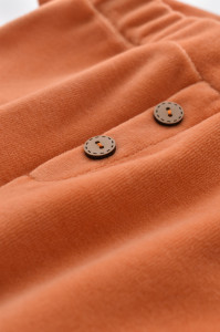 Set Ursulet cu bluzita cu fermoar si gluga si pantaloni lungi din 80%bumbac organic si 20% poliester - Portocaliu, BabyCosy - Img 7
