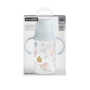 Cana cu muștiuc din silicon, 270 ml, Bears, albastru, Suavinex - Img 3