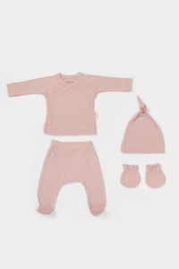 Cutie 4 piese pentru nou nascut - 100% bumbac organic - Powder, BabyCosy
