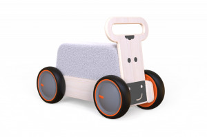 Masinuta ride-on, premergator si carucior de jucarii MamaToyz DriveMe Soft, Vacuta - Jucarie din lemn 3 in 1 - Img 8
