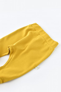 Pantaloni Bebe Unisex din bumbac organic Galben BabyCosy - Img 2