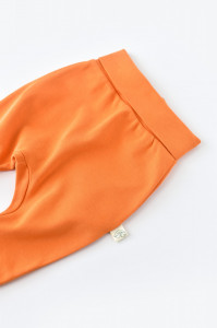 Pantaloni Bebe Unisex din bumbac organic Portocaliu BabyCosy - Img 2