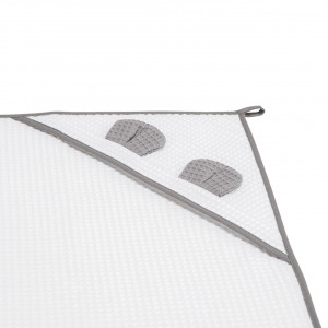 Prosop nou nascut Skiddou Skumi, 100% bumbac, cu gluga cu urechiuse, Alb, 100x100cm - Img 9