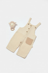 Salopeta cu bretele si buzunar, 100% bumbac - Stone, BabyCosy
