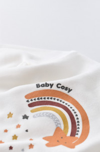 Salopeta Curcubeu cu maneca lunga si botosei din 80%bumbac organic si 20% poliester - Ecru, BabyCosy - Img 6