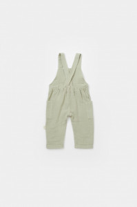 Salopeta de vara cu buzunare din muselina, BabyCosy, 100% bumbac organic, verde