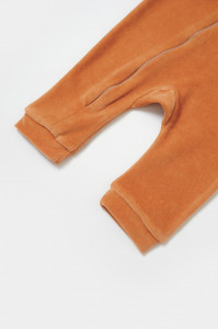 Salopeta Elefant cu maneca lunga din 80%bumbac organic si 20% poliester - Caramiziu, BabyCosy