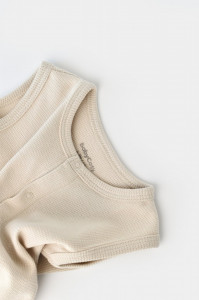 Salopeta fara maneci si pantaloni scurti - 100% bumbac organic - Stone, BabyCosy - Img 2