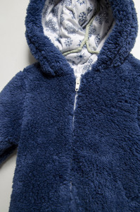 Salopeta plusata de iarna pentru bebelusi, Tongs Baby, captusita cu fermoar, bleumarine - Img 2