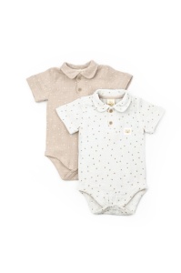 Set 2 body-uri cu guler TeddyBear, BabyCosy, 100% bumbac