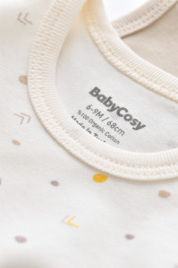 Set 2 body-uri fara maneci bebe unisex -100% bumbac organic - Ecru cu buline, BabyCosy - Img 4