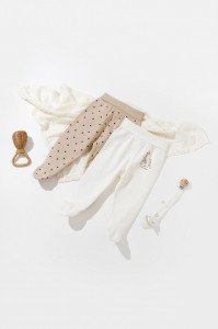 Set 2 pantaloni cu botosei bebe unisex Girafa, Baby Cosy, 100% bumbac organic