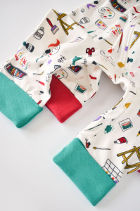 Set 2 salopetele cu maneca lunga si panataloni lungi cu fermoar - 100%bumbac organic - Rosu si Verde, Baby Cosy