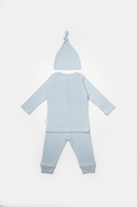 Set 3 piese:bluza, pantaloni si caciulita Bamboo, bleu, BabyCosy, 50% bumbac+50%bambus