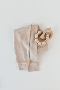 Set 3 piese: bluzita cu maneca lunga, pantaloni lungi si caciulita din bumbac organic si modal - Blush, BabyCosy - Img 5
