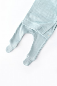 Set 4 piese: bluza, pantaloni, caciulita si manusi din bumbac organic si modal - Mint, BabyCosy - Img 11