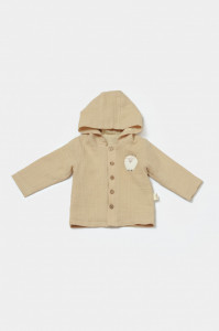 Set bluza cu gluga si pantaloni, Winter muselin, 100% bumbac - Apricot, BabyCosy