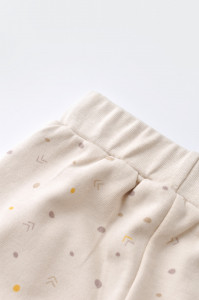 Set bluzita cu maneca lunga si pantaloni lungi - bumbac organic 100% - Crem cu buline, BabyCosy - Img 5