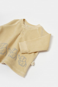 Set bluzita si pantaloni Elefant, 80%bumbac organic si 20% poliester - Stone, BabyCosy