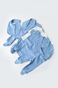 Set de 10 piese pentru nou nascut - 100% bumbac organic - Bleu, BabyCosy - Img 11