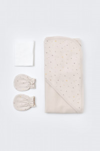 Set de 10 piese pentru nou nascut - 100% bumbac organic - Crem cu buline, BabyCosy - Img 9