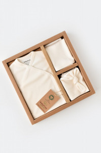 Set de 5 piese pentru nou nascut - 100% bumbac organic - Ecru, BabyCosy - Img 8