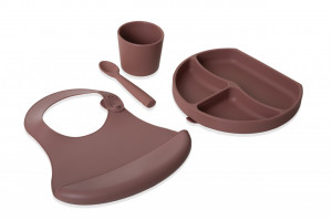 Set diversificare 4 piese din silicon BabyJem: bavetica, farfurie, lingurita si pahar - Img 7
