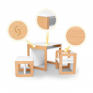 Set mobilier 8in1 Skiddou Mob, Puff catcher, Alb - Img 5