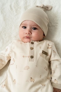 Set salopeta cu caciulita, Lamb, BabyCosy, 100% bumbac organic - Img 5
