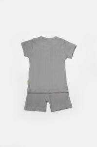 Set tricou cu pantaloni Bamboo, gri, BabyCosy, 50%bumbac+50% bambus