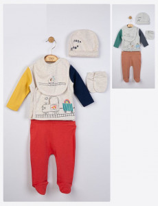 Setul 5 piese nou nascut Choo Choo, Tongs baby - Img 2