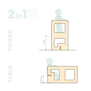 Turn de invatare multifunctional Kule Flip, Gri, MamaToyz