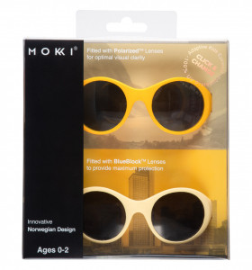 Ochelari de soare pentru copii MOKKI Click & Change, protectie UV, galben, 0-2 ani, set 2 perechi - Img 3