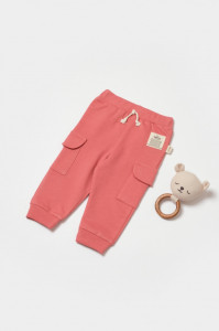 Pantaloni cu buzunare laterale, Two thread, 100%bumbac organic - Rose, BabyCosy