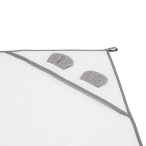 Prosop nou nascut Skiddou Skumi, 100% bumbac, cu gluga cu urechiuse, Alb, 100x100cm - Img 3