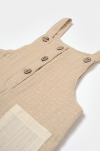 Salopeta cu bretele si buzunar, 100% bumbac - Apricot, BabyCosy