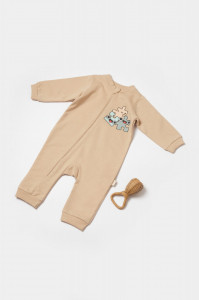 Salopeta cu fermoar, Two thread, BabyCosy, 100% bumbac organic, Stone
