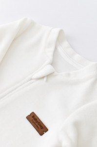 Salopeta cu maneca lunga si fermoar din 80%bumbac organic si 20% poliester - Ecru, BabyCosy - Img 3
