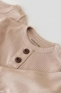Salopeta cu maneca lunga si pantaloni lungi din bumbac organic si modal - Blush BabyCosy - Img 2