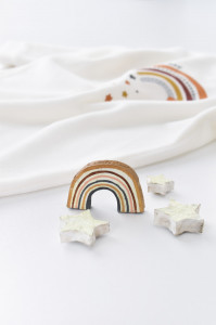 Salopeta Curcubeu cu maneca lunga si botosei din 80%bumbac organic si 20% poliester - Ecru, BabyCosy - Img 7