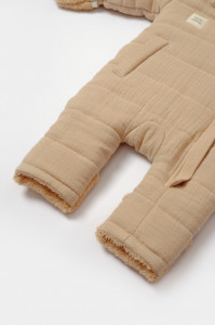 Salopeta de iarna pentru bebelusi, Winter muselin, 100% bumbac - Apricot, BabyCosy