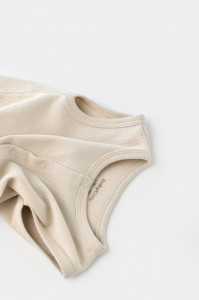 Salopeta fara maneci si pantaloni scurti - 100% bumbac organic - Stone, BabyCosy - Img 3