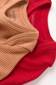 Set 2 body-uri cu maneca lunga bebe unisex din bumbac organic si modal - Maro/Rosu, BabyCosy - Img 4