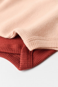 Set 2 body-uri cu maneca lunga bebe unisex din bumbac organic si modal - Caramiziu/Somon, BabyCosy - Img 6